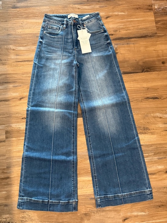 Risen Jeans Denim - High-Rise Wide-Leg Jeans in Faded Blue
